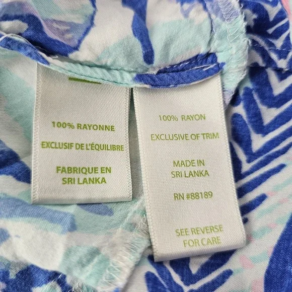 Lilly Pulitzer Quincy Serene Blue Tropi Call Me Dress Womens XS Engineered Print - Picture 3 of 7